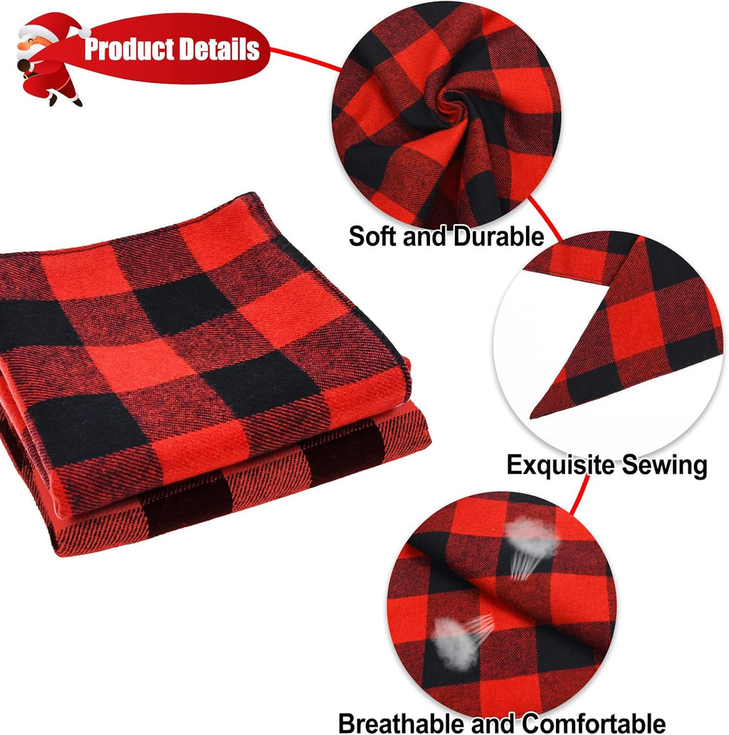 2-Pack Christmas Dog Bandanas - Classic Buffalo Red Plaid Triangle Bibs for Small and Large Dogs
