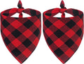 2-Pack Christmas Dog Bandanas - Classic Buffalo Red Plaid Triangle Bibs for Small and Large Dogs