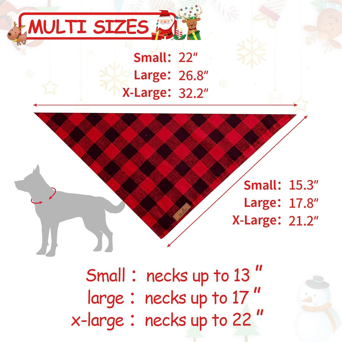 2-Pack Christmas Dog Bandanas - Classic Buffalo Red Plaid Triangle Bibs for Small and Large Dogs